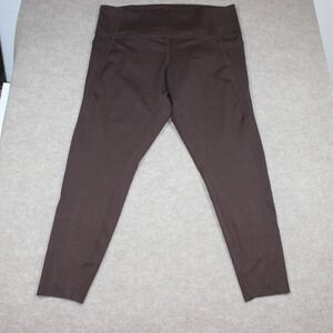 Danskin Womens XL Brown Active Leggings Pockets Reflective Scallop Hem 4197